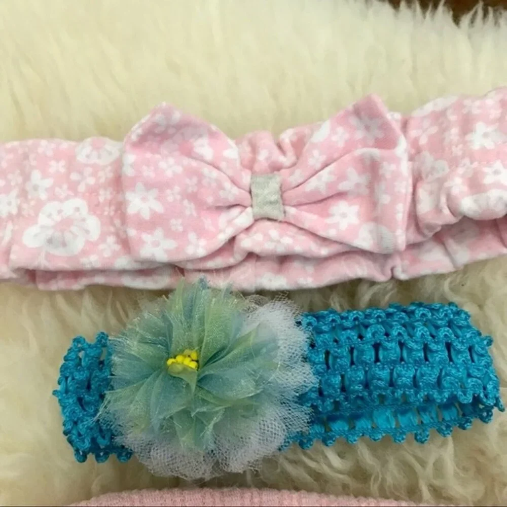 Baby Girl Headband Bows Bundle of Four Flowers Pink Girly Sweet‎ Spring Easter